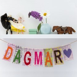 Strikkede bogstaver, tal, flag og figurer