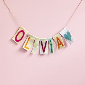 Strikkede bogstaver, tal, flag og figurer