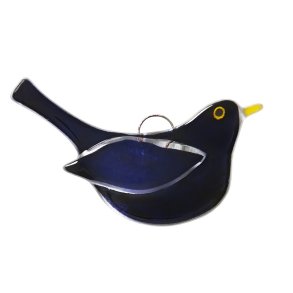 Glasfugl Solsort, han (10,5 x 4 cm)