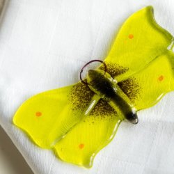 Glas sommerfugl Citronsommerfugl (10 x 5 cm)